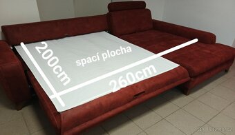Rozkládací rohová sedací souprava s taburetem - jak NOVÁ - 9