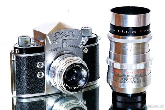 Meyer Trioplan 2.8/100 RED V + Trioplan 2,9/50 TOP STAV - 9