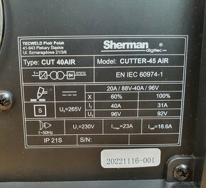 Nová plazmová řezačka Sherman s kompresorem - 9