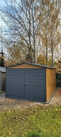 Plechová garáž 3x4, dekor dřeva, barva RAL, Zahradní domek - 9