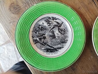 STAROŽITNÉ SARREGUEMINES DEZERTNÍ TALÍŘE 19.STOL. MYSLIVECKÉ - 9