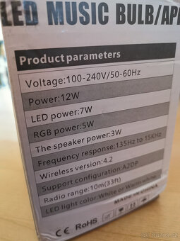 RGB žárovka s Bluetooth reproduktorem a dálkovým ovládáním - 9