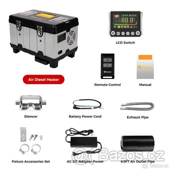 Přenosné topení 6-8kW, 12+24+230V, auto start/stop, BT - 9
