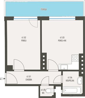 Prodej bytu 2+kk, plocha 45 m2, terasa, 4.NP, Praha 4 Michle - 9