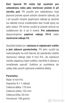 Plynová pistole Ekol Speciál 99 9mm ( Beretta 85) - 9