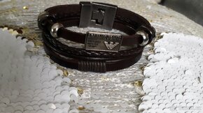 Pánský značkový náramek Armani Pravá kůže 21,5 cm - 9