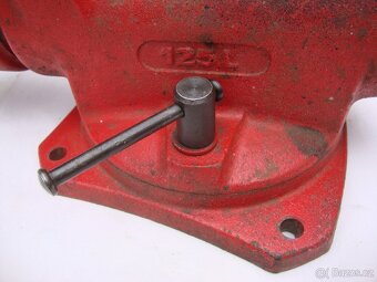 Svěrák YORK 125mm červený zachovalý otočná základová deska - 9