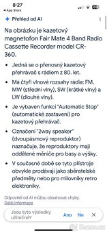 kazetový magnetofon Fair Mate 4 Band Radio Cassette Recorder - 9
