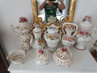 Starožitná gigantická porcelánová mísa ve tvaru Gondoly. - 9