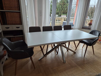 Luxusní rozkládací stůl 160-200x90cm, bílý+chrom, TOP stav - 9