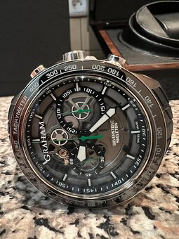 Graham Silverstone skeleton British zavodni zelene hodinky - 9