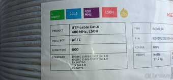 Kabel Cat.6 UTP LSOH 400MHz Dca - s2,d2,a1 500m/cívka - 9