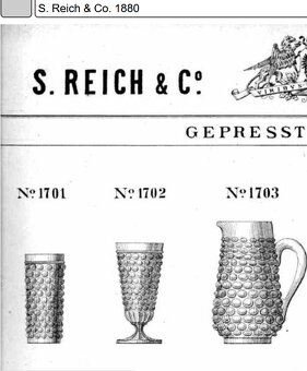 Starožitná grogovka 250ml, lisované sklo S. Reich - 9