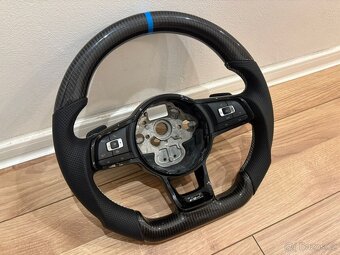 VOLANT RLINE GTD GTI KOZENY / KARBON / BIELE ŠITIE modrý LEM - 9