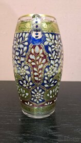 Starožitná skleněná váza s ručním smalt dekorem 6624 - 9