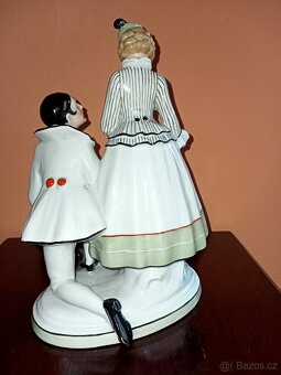 Fasold Stauch Pierrot a kolombína porcelán soška - 9