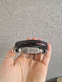 Nový pánský značkový kožený náramek Armani černý pravá kůže - 9