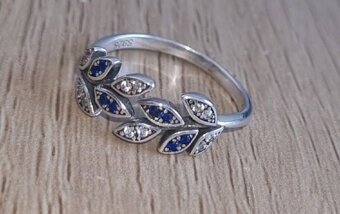 Nový dámský stříbrný prsten prstýnek 925 s lístečky vel 56 - 9