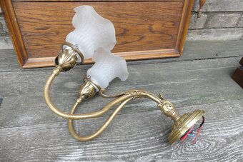 Starožitná secesní lampa se dvěma rameny - 9