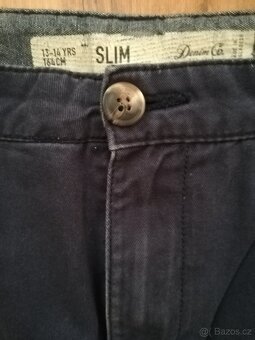 Chlapecké tm. modré Denim kalhoty - slim vel. 164 - 9