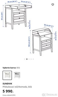 Ikea přebalovací komoda Sundvik bílá - 9