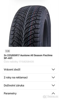 Prodám celoroční pneumatiky - 2ks - 9