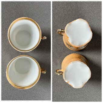 2x starožitný perleťový šálek 150ml, konec 19. st. - 9