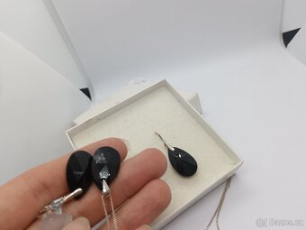 NOVÁ stříbrná sada řetízek s přívěskem, náušnice 925/1000 - 9