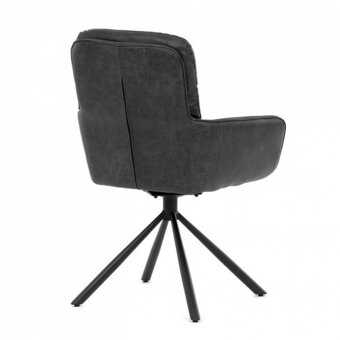 Otočná jídelní židle se šedou látkou a područkami - 9