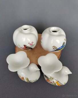 Miniaturní porcelánová váza a svícen ptáček od Arzberg - 9