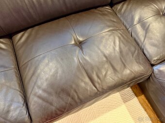Kožená hnědá sedací souprava DeFo - 9