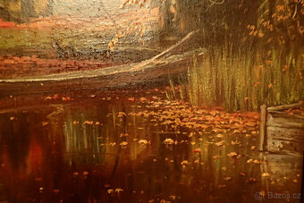 Jos. Franze - Podzim u řeky - 1928 -aukční Obraz - 9