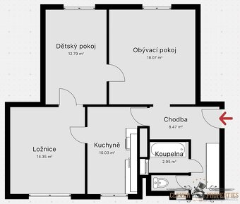 Prodej byty 3+1, 76 m2 - Pardubice - Zelené Předměstí - 9