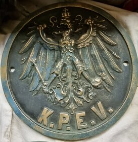 Bron znak, cedule Pruské železnice / dráhy K.P.E.V. - 9