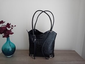 Genuine Leather dámská kabelka batůžek 2v1 kožená nová - 9