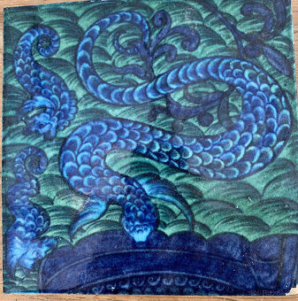 Dvojice recyklovaných 20cm secesních dlaždic. Možná od Willi - 9