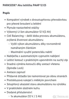 Aku leštička Parkside V12 s baterií a nabíječkou - 9