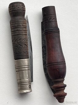 Staré nože s dřevěnou rukojetí – původní stav, 2 ks - 9