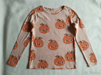 3 x dívčí tričko, pejsky, sova, dýně H&M, 122/128 - 9