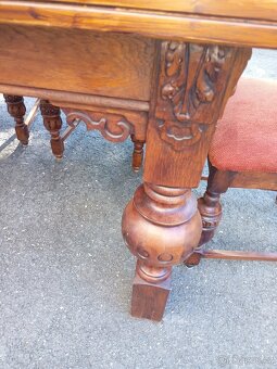 Prodám krásnou antik jídelní sestavu-stůl rozkládací+6 x žid - 9