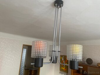 Lustr / Svítidlo / Lampa Retro sklo, mosaz, dřevo - 9