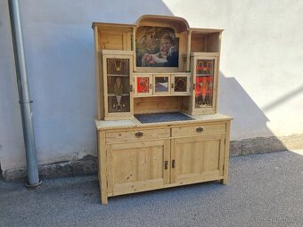 LUXUSNÍ VELKÁ KREDENC-MALBA NA PLATNĚ-VŠE PŮVODNÍ - 9