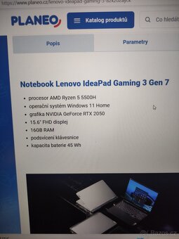 Predám herní notebook lenovo - 9