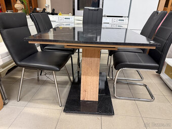 třikrát set dubový stůl se šesti židlemi - 9