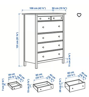 Komoda HEMNES - Šedá, Skvělý stav - 9