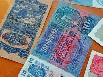 Staré bankovky Rakousko-Uherska (50, 20, 10, 2, 1 koruna) - 9