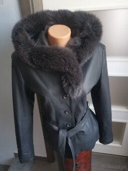 Kara nová kožená bunda sako s kožešinou - 9