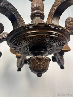 Masivní dřevěný starožitný lustr (136025) - 9