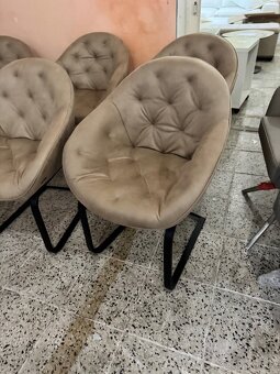 NOVÉ 6x béžové křesílka-židle vintage kov podnož - 9