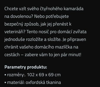 NOVÁ XXXL KANYLKA- PŘEPRAVNÍ TAŠKA PRO ZVÍŘATA - 9